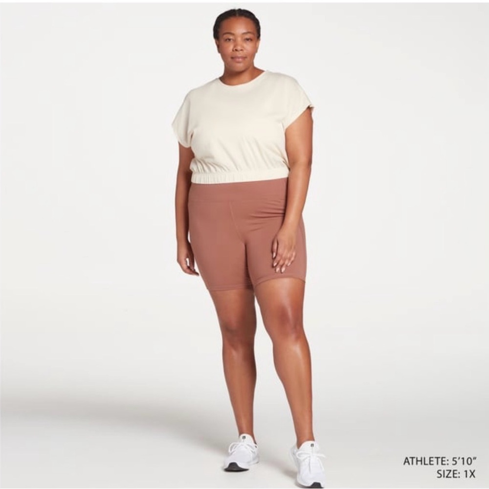 DSG Women’s Plus Size 1X Cropped Cinched Hem Tee White-NWT